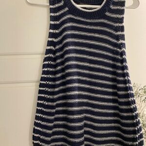 Banana Republic Navy and White Striped Knit Top